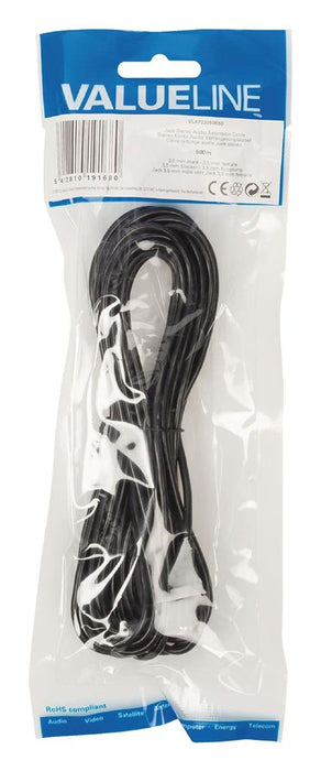 Prailgintuvas Valueline stereo Jack 3,5 mm male - female 3,5 mm 5,00 m juodas