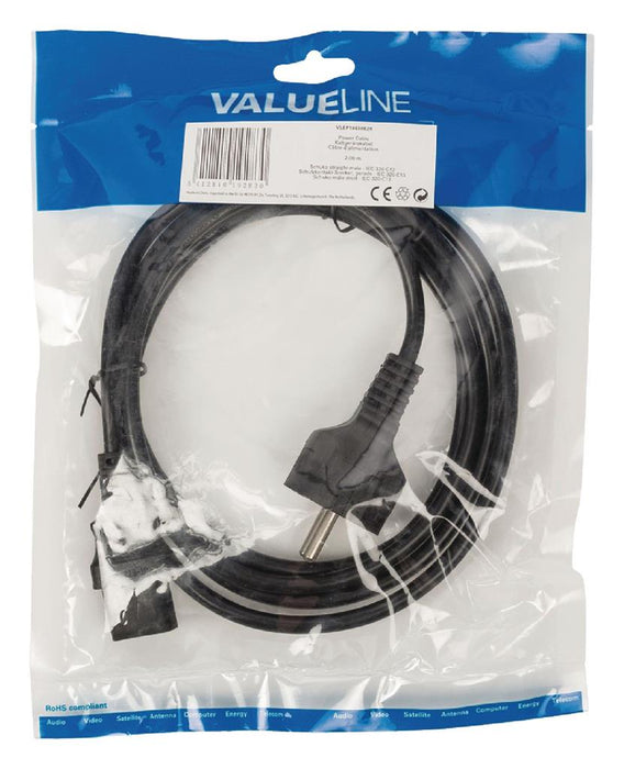 Maitinimo kabelis Valueline Schuko male - IEC-320-C13 2,00 m juodas
