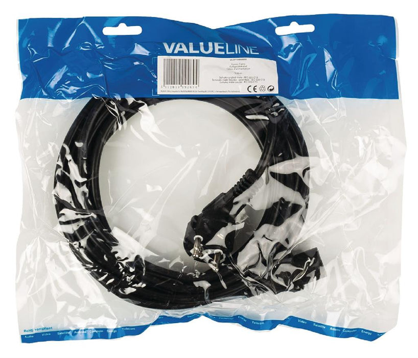 Maitinimo kabelis Valueline Schuko kampinis male - IEC-320-C13 5,00 m juodas