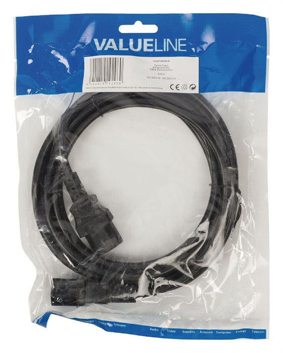 Maitinimo kabelis Valueline IEC-320-C14 - IEC-320-C13 3,00 m juodas