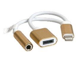 Adapteris Tracer Iphone7 8PIN male / 8PIN + AUX Female