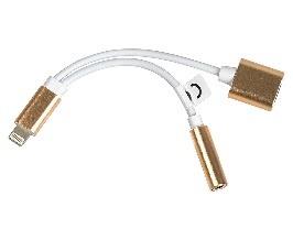 Adapteris Tracer Iphone7 8PIN male / 8PIN + AUX Female