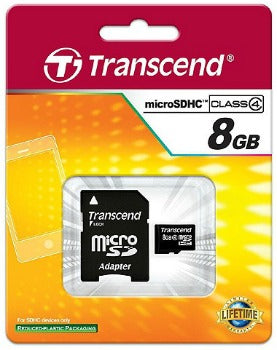 Atminties kortelė Transcend microSDHC 8GB CL4 + Adapteris