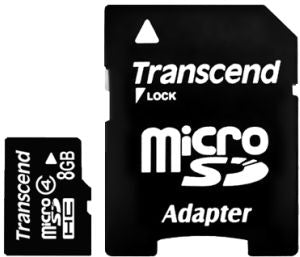 Atminties kortelė Transcend microSDHC 8GB CL4 + Adapteris