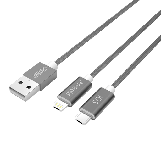 Unitek Cable Hybrid microUSB/ Lightning Gray; Y-C4023GY
