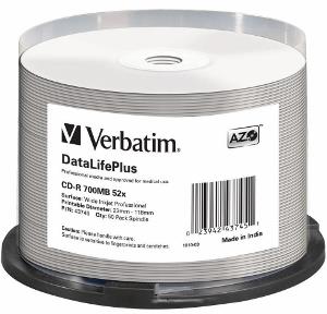 Verbatim CD-R [ spindle 50 | 700MB | 52x | white wide printable ]
