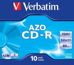CD-R Verbatim [ jewel case 10 | 700MB | 52x | Crystal | DataLife+ AZO ]