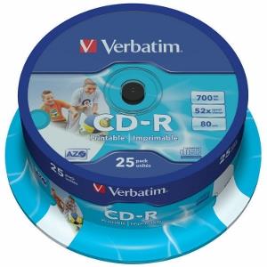 CD-R Verbatim [ cake box 25 | 700MB | 52x |Spausdinimui Retail | DataLife+ AZO ]