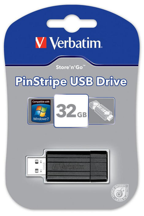 Atmintukas Verbatim PinStripe 32GB, Ištraukiamas - Push and Pull tipo