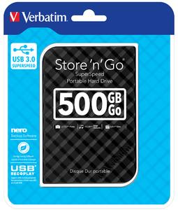 External HDD Verbatim Store 'n' Go 2.5'' GEN 2, 500GB, USB 3.0, Black