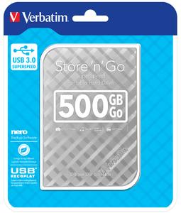 External HDD Verbatim Store 'n' Go 2.5'' GEN 2, 500GB, USB 3.0, Silver