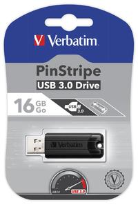 Verbatim USB DRIVE 3.0 16GB PINSTRIPE BLACK