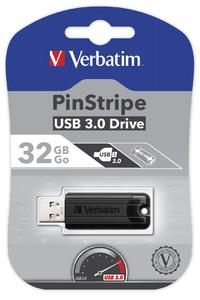Verbatim USB DRIVE 3.0 32GB PINSTRIPE BLACK