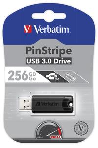Verbatim USB DRIVE 3.0 256GB PINSTRIPE BLACK