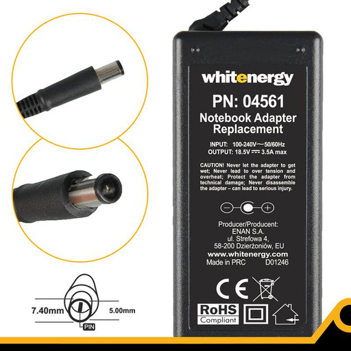Nešiojamo kompiuterio pakrovėjas Whitenergy HP/Compaq 18.5V, 3.5A, 65W, 7.4x5.0