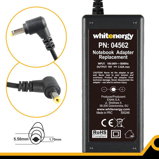 Nešiojamo kompiuterio pakrovėjas Whitenergy 19V/3.42A 65W, 5.5x1.7mm Acer