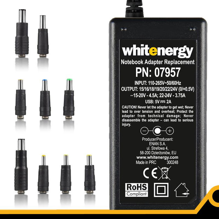 Universalus maitinimo šaltinis Whitenergy 90W + USB, 10 antgalių