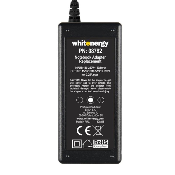 Universalus maitinimo šaltinis Whitenergy 65W, 8 antgalių, USB, Super Slim