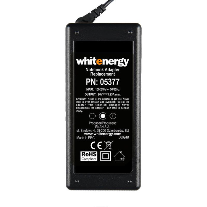 Nešiojamo kompiuterio pakrovėjas Whitenergy 20V/3.25A 65W, 5.5x2.5mm
