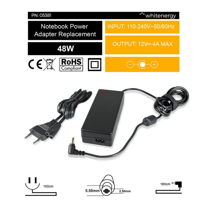 Whitenergy LCD mait. šaltinis  12V/4A 48W kištukas 5.5 x 2.5mm