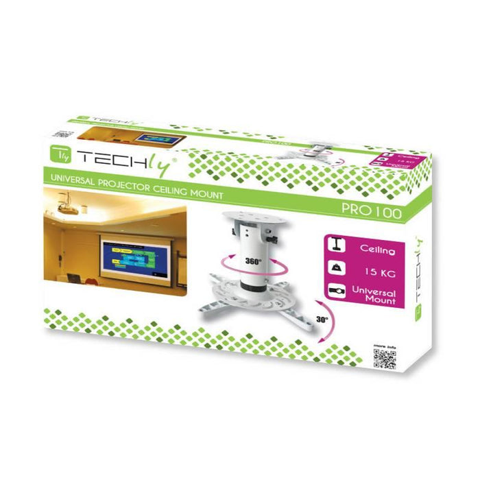 Lubinis laikiklis Techly projektoriams 20 cm, 15 kg, baltas