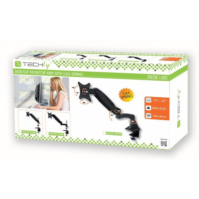 Laikiklis Techly skirtas LED/LCD 15''-27'' 8kg su dujine spyruokle, reguliuojama