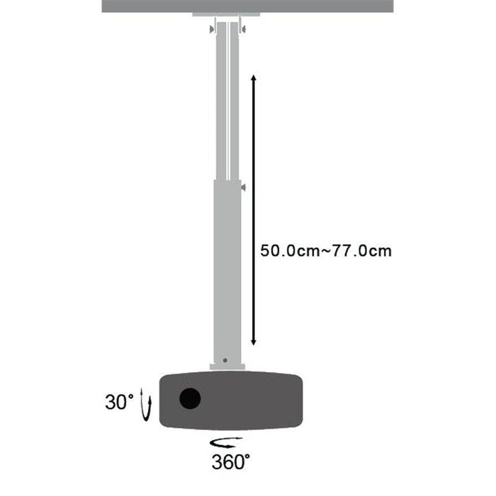 Lubinis projektoriaus laikiklis Techly  50-77 cm, 15 kg, sidabrinis