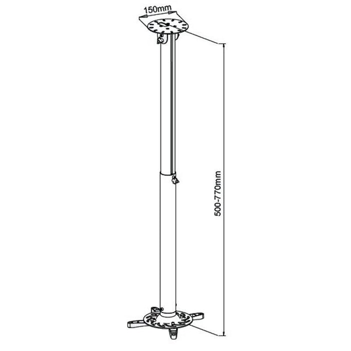 Lubinis projektoriaus laikiklis Techly  50-77 cm, 15 kg, sidabrinis