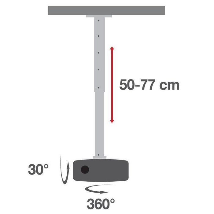 Lubinis projektoriaus laikiklis Techly 50-77 cm 15 kg Baltas