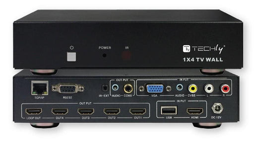 Techly AV HDMI šakotuvas 1x4 Full HD 1080p su vaizdo rodymo ant sienų funkcija