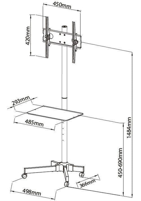 Techly stumdomas stovas LCD / LED / plazma TV 23 '' - 55 '' 25 kg VESA pasukama
