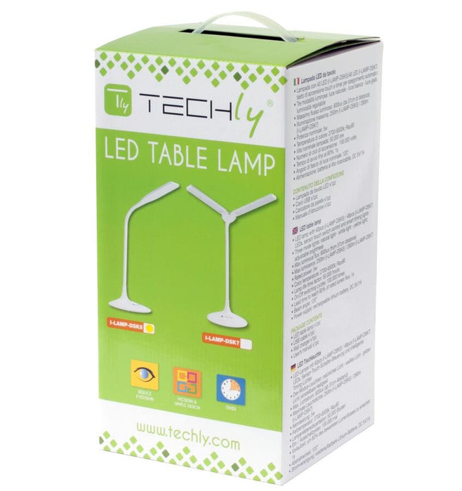 Techly LED stalinė lempa 40 diodų 5W 2700K/6500K su įkraunama baterija, balta
