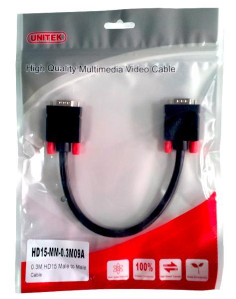 Unitek Kabelis VGA HD15 M/M 0,3m, Premium