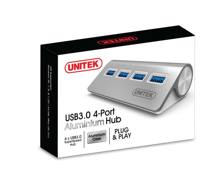 Unitek Hub 4x USB 3.0. aliuminis, Y-3186