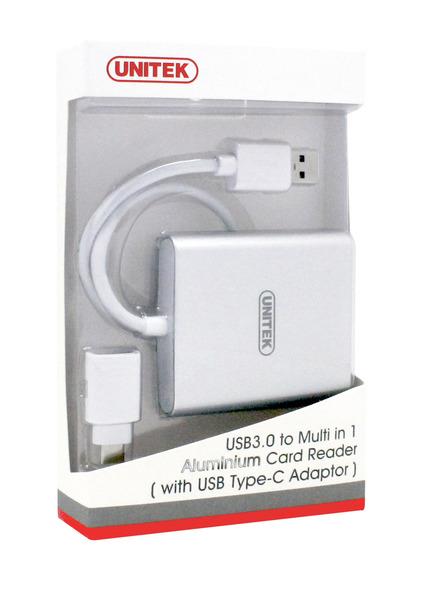 Unitek Kortelių skaitytuvas + USB/USB 3.1 tipas-C adapterį,Y-9313D