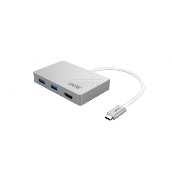 Unitek Hub Power Delivery 1xUSB Typ-C, 3x USB3.0, + HDMI ,Y-3707
