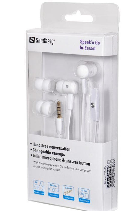 Ausinės su mikrofonu Sandberg Speak'n Go Baltos
