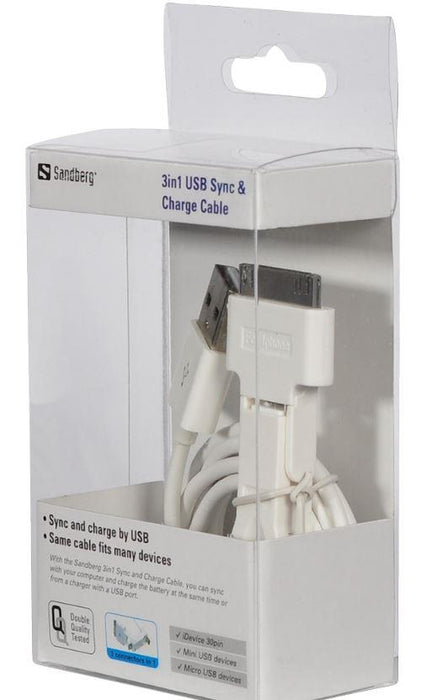 Kabelis Sandberg 3in1 USB Sync & Charge