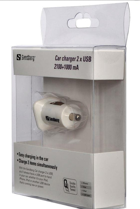 Mini automobilinis įkroviklis Sandberg 2xUSB 1A+2.1A