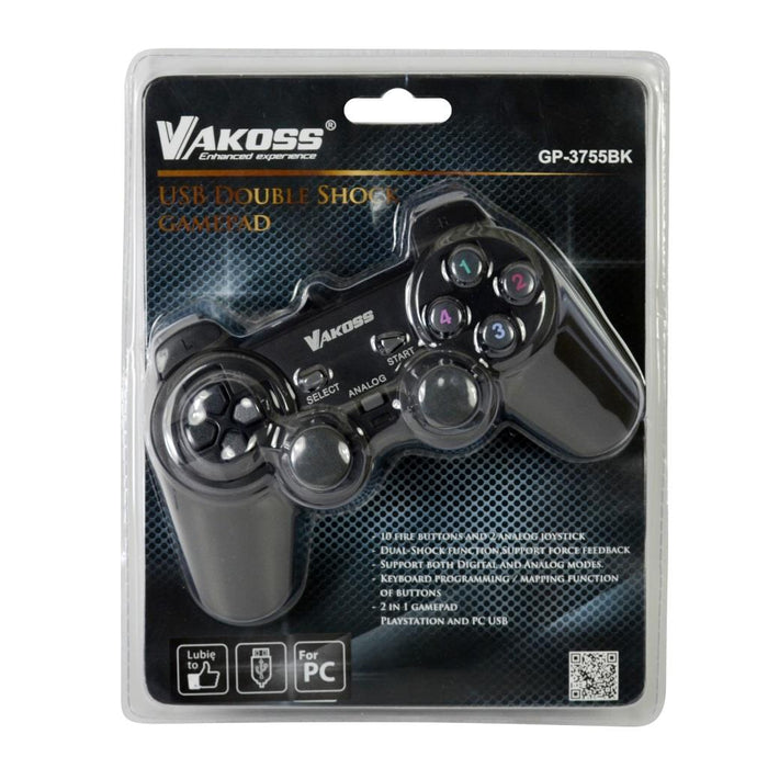 Žaidimų valdymo pultas Vakoss USB „Double Shock“ GP-3755BK