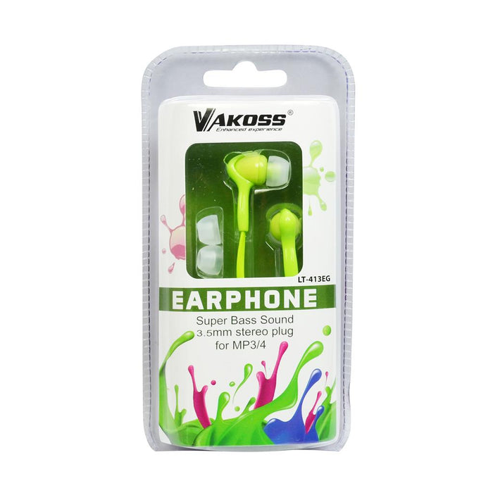 Vidinės stereo ausinės Vakoss SUPER BASS Žalios