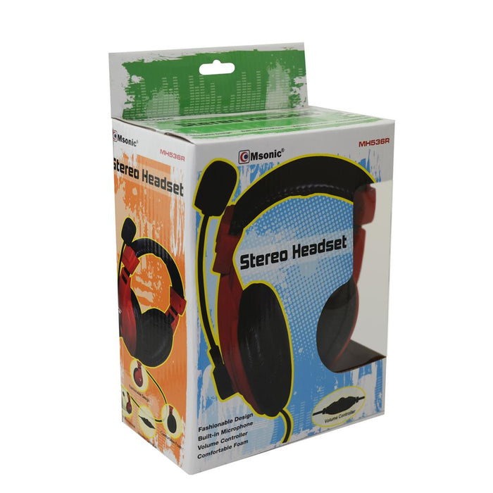 Stereo ausinės su mikrofonu MSONIC Garsumo valdymas Raudonos