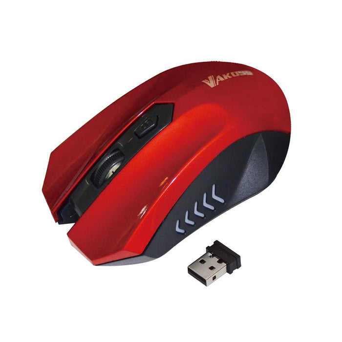 Bevielė optinė pelė Vakoss TM-658UR 4D, 800/1200/1600DPI, 2.4GHz, Raudona