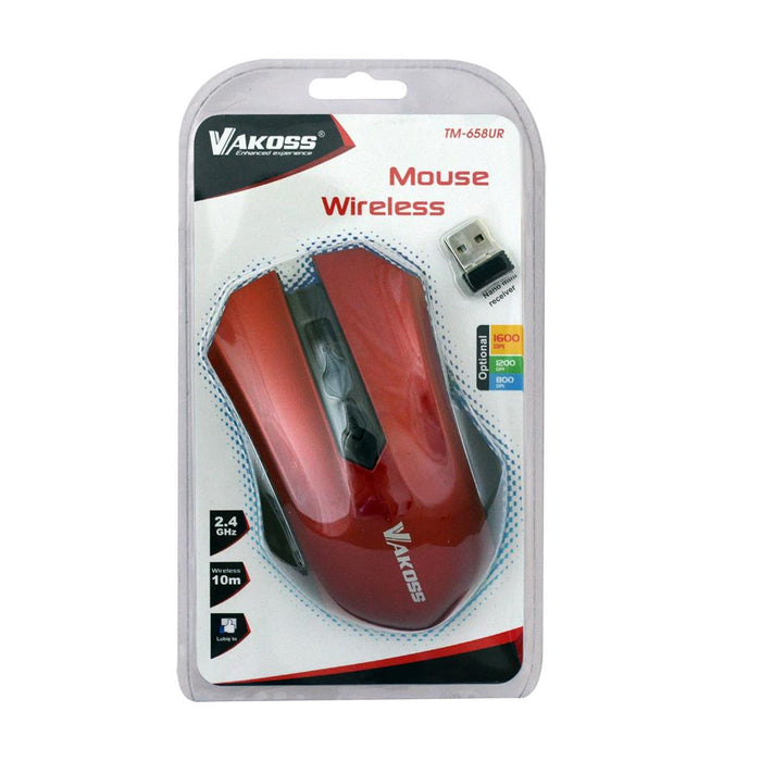 Bevielė optinė pelė Vakoss TM-658UR 4D, 800/1200/1600DPI, 2.4GHz, Raudona