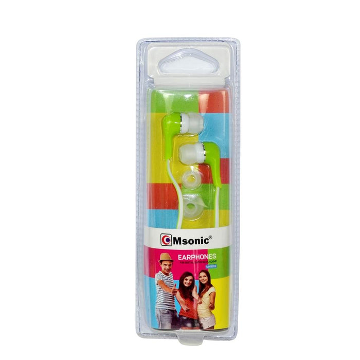 Vidinės ausinės MSONIC MP3/MP4, silikoninės MH132EE žalios