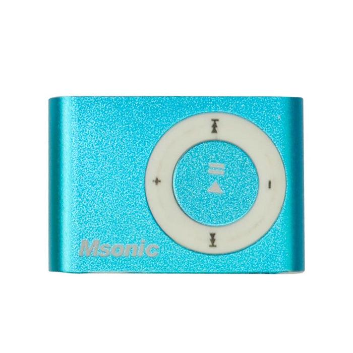 MP3 grotuvas su kortelių skaitytuvu Msonic, ausinės, miniUSB kabelis, mėlynas