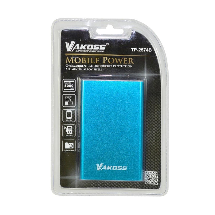 Nešiojamas įkroviklis Vakoss power bank TP-2574B, 5000mAh, Aliuminis, Mėlynas