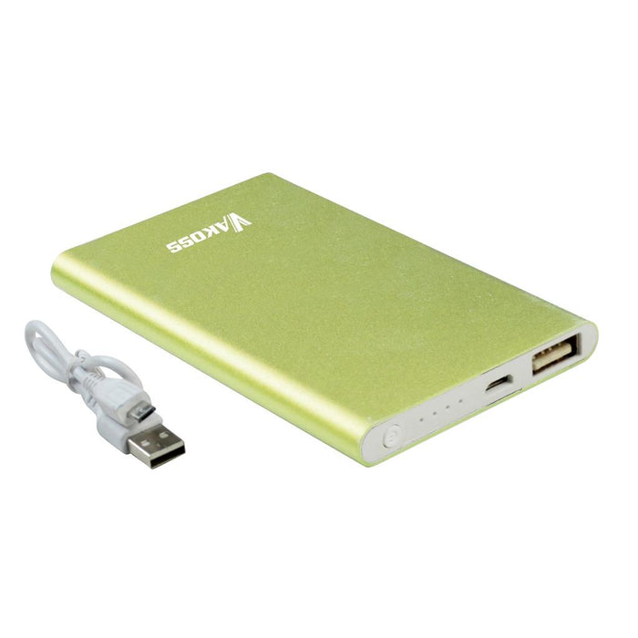 Nešiojamas įkroviklis Vakoss power bank TP-2574E, 5000mAh, Aliuminis, Žalias