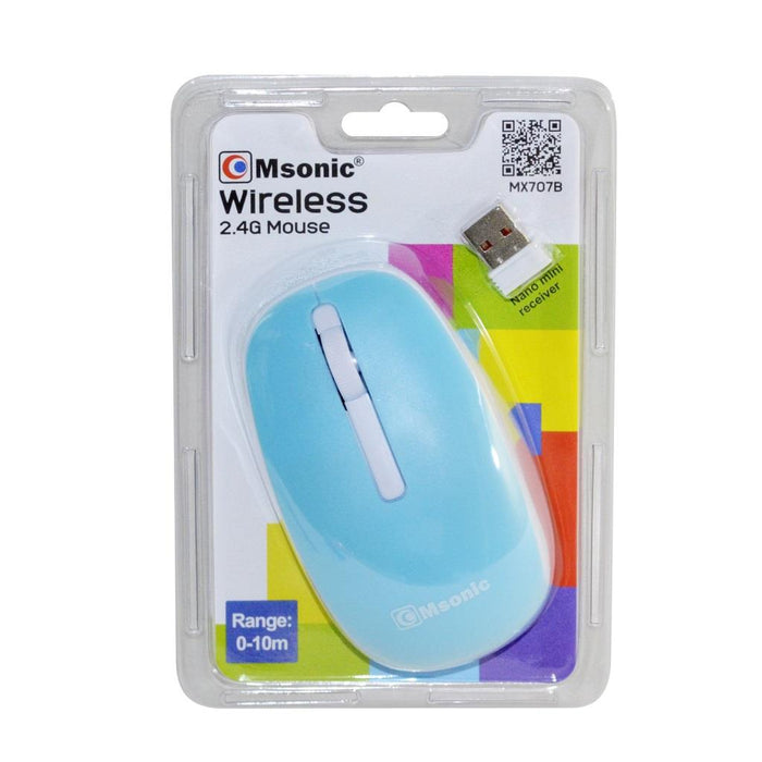 Bevielė optinė pelė Msonic MX707B 3D, 1000DPI, 2.4GHz, mėlynos ir balta