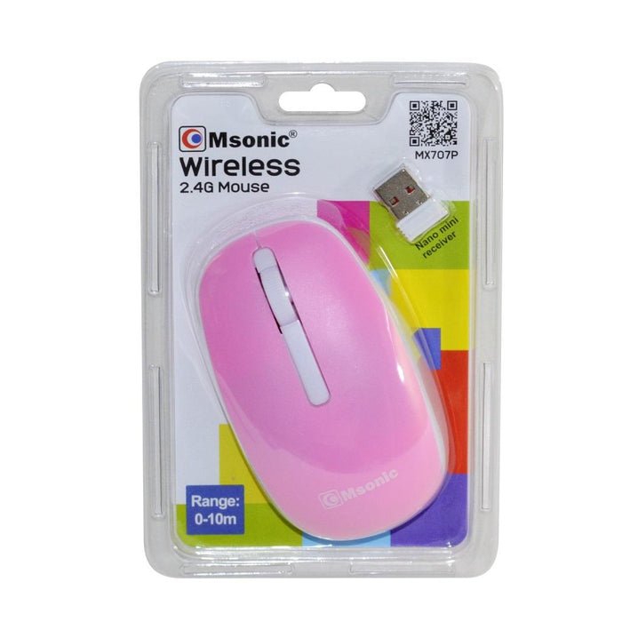 Bevielė optinė pelė Msonic MX707P 3D, 1000DPI, 2.4GHz, rožinės ir balta